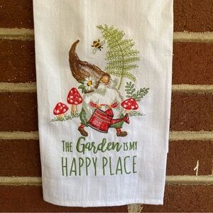 Susan Winget “Krinkle” Flour Sack Towel with Gnome Happy Place Embroidery